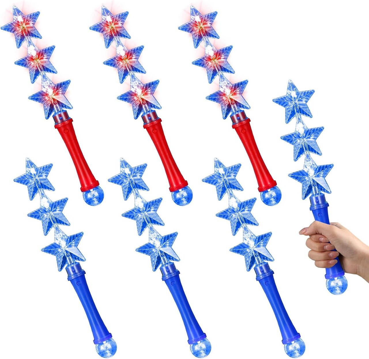 6 Pcs Independence Day Star Light up Wand Independence Day LED Wands for Party